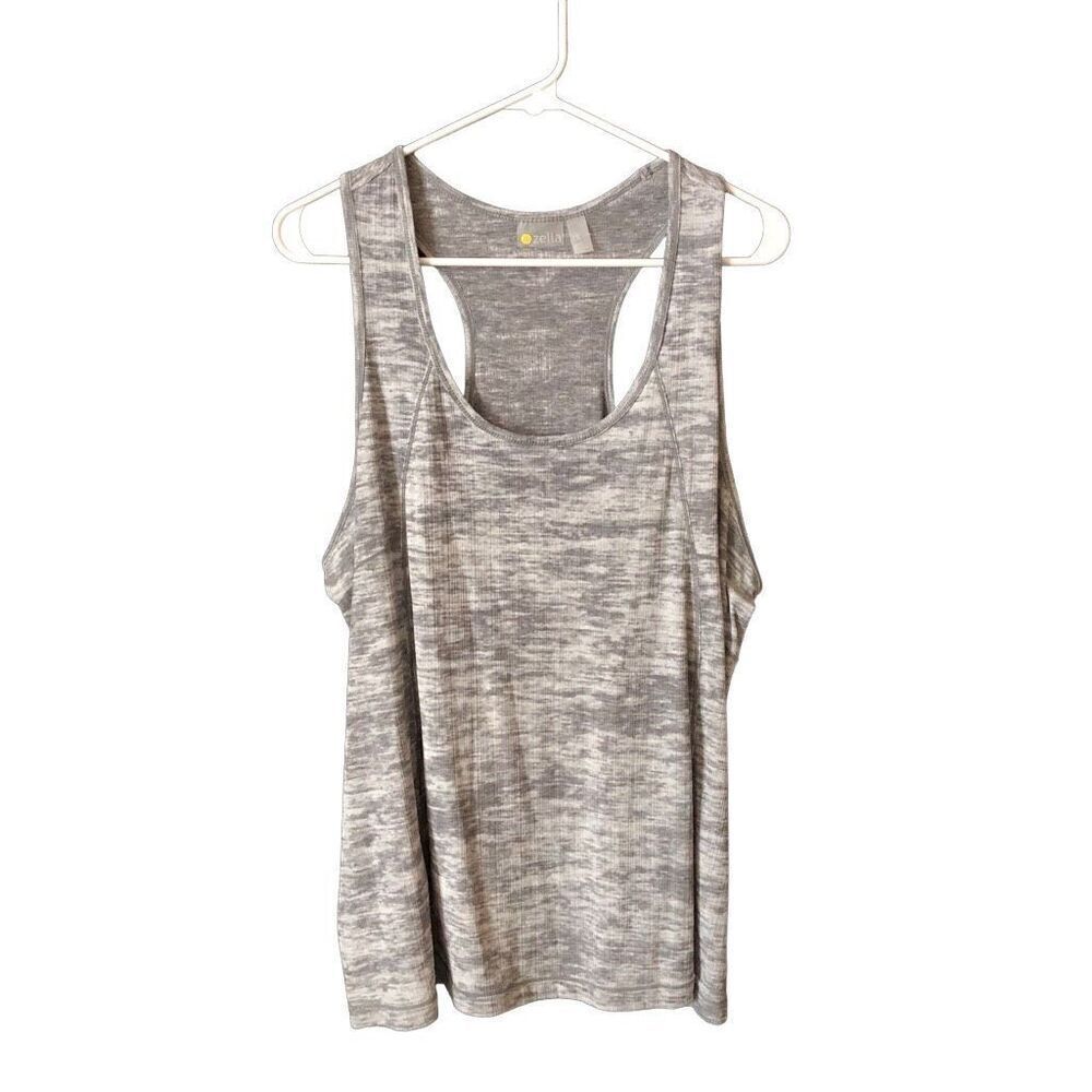 Zella Womens All Day Tank 1X Heather Gray Exercise Fitness Racerback Airy Gym